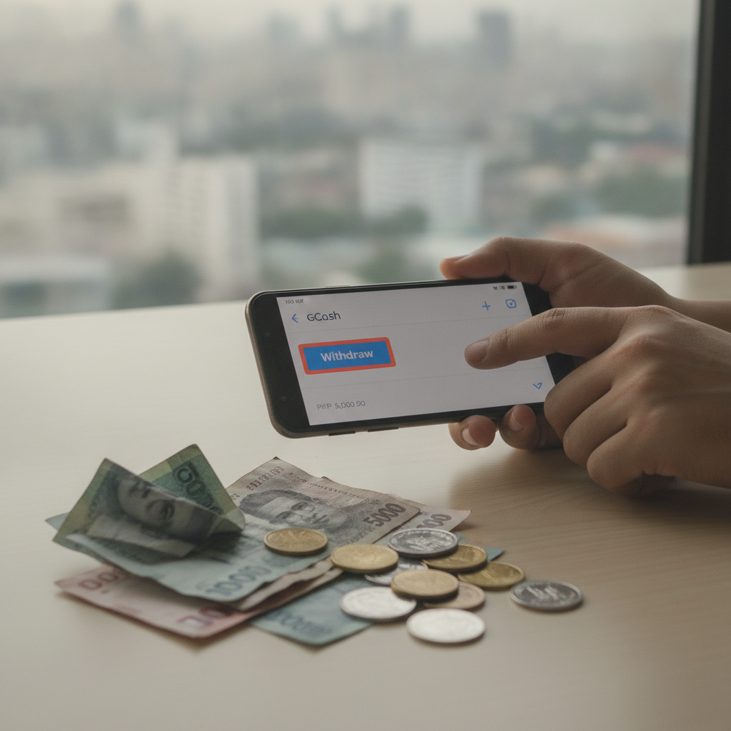 Filipino player using GCash mobile app for online casino withdrawal